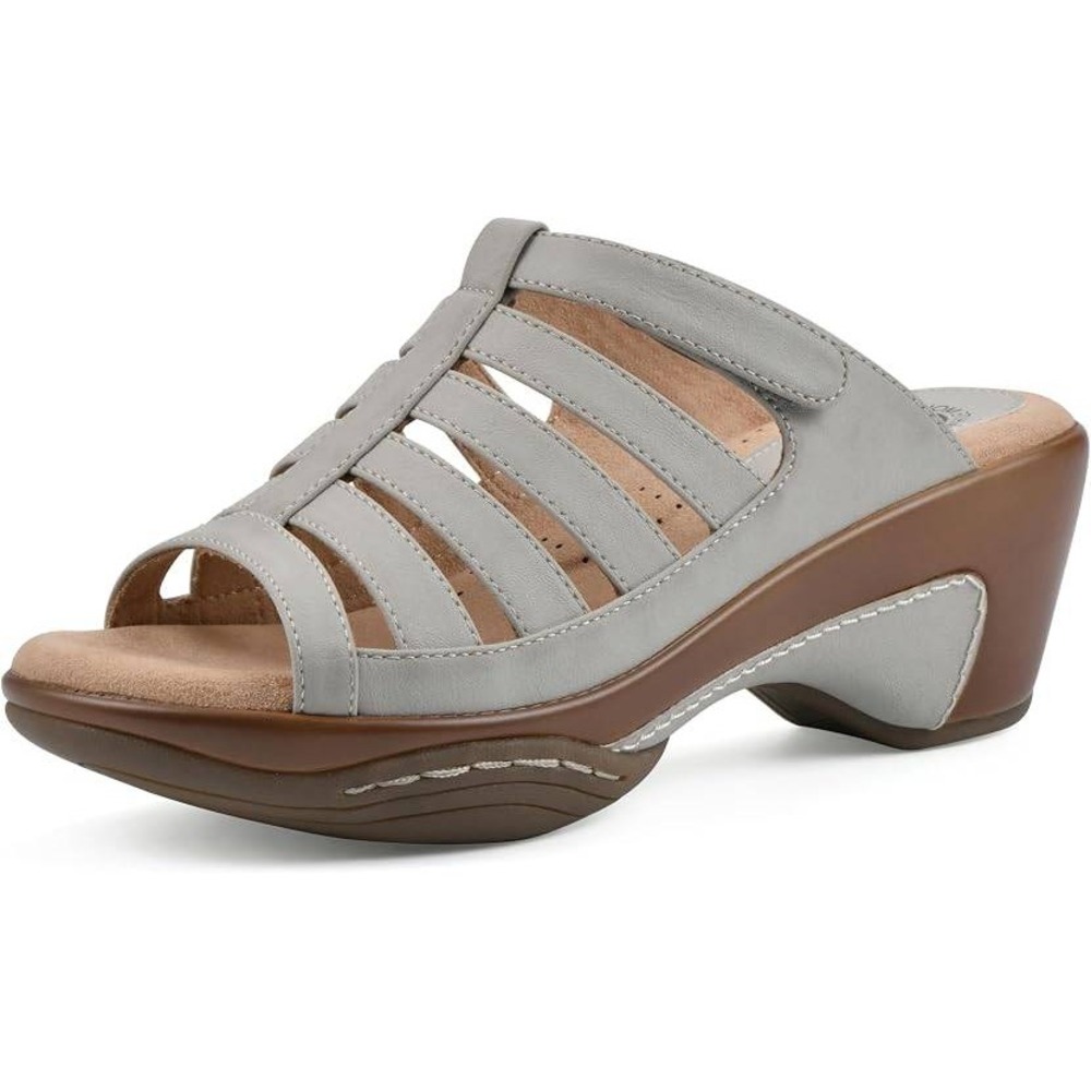 White Mountain Valencia Ice Burn Smooth Grey Slip On Clog Sandals Womens 6.5 NWT